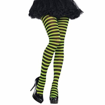 Amscan Green & Black Striped Tights One Size Multicolor SEXY NEW